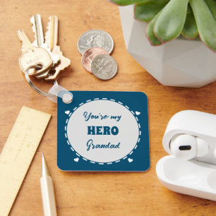You're my hero Grandad add photo blue Keychain