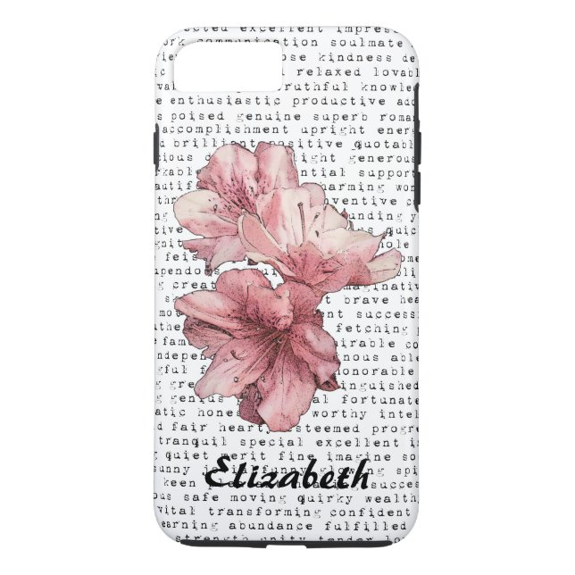 You're My Inspiration Words Typography Pink Flower Case-Mate iPhone Case (Back)