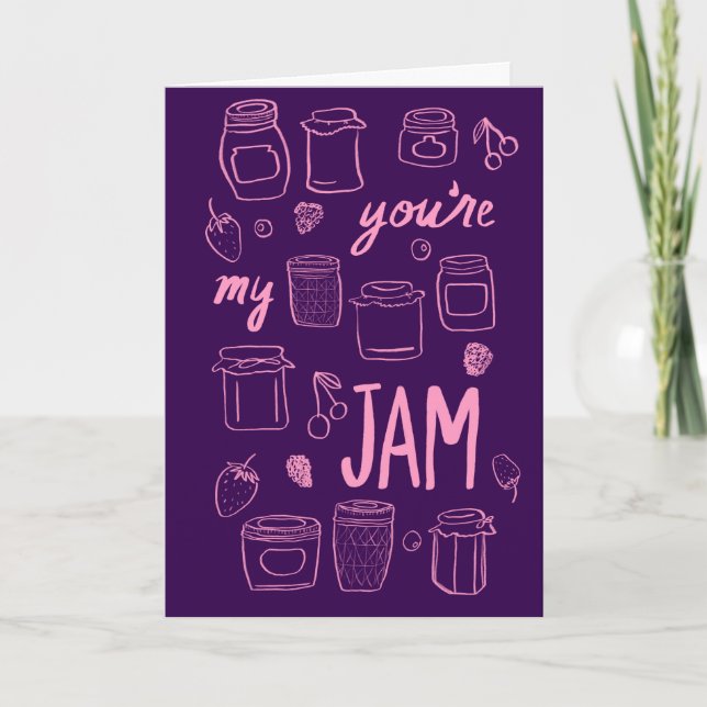 YOURE MY JAM Cute Jars Illustration Valentines Day Card (Front)