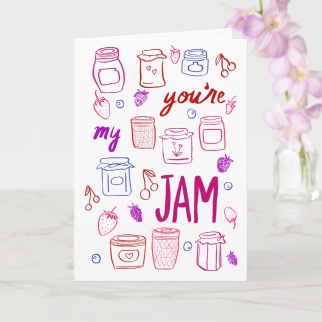YOURE MY JAM Cute Jars Illustration Valentines Day Card (Orchid)