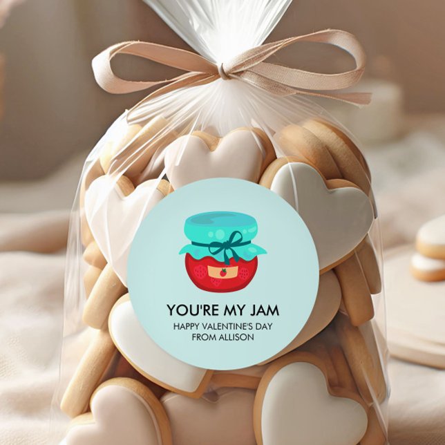 You're My Jam Valentine, Kids School Classroom Classic Round Sticker (Creator Uploaded)