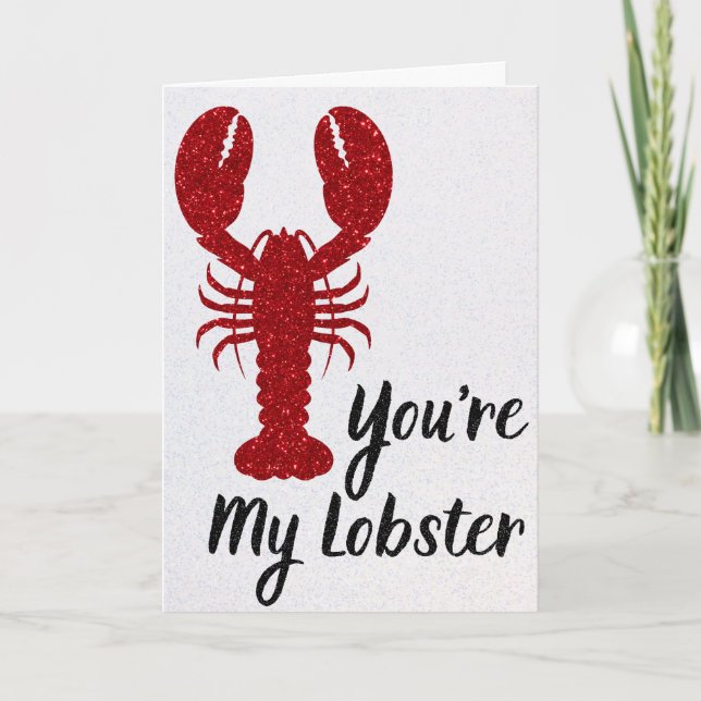 You're My Lobster Glitter Valentine Card (Front)