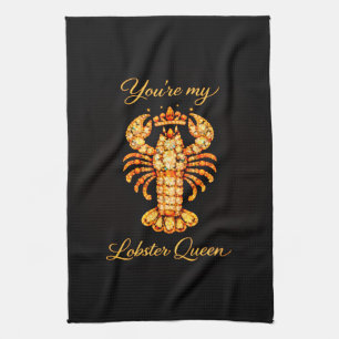 You're My Lobster Queen Bejewelled Diamond Luxury  Kitchen Towel
