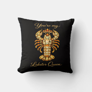 You're My Lobster Queen Bejewelled Diamond Luxury  Throw Pillow