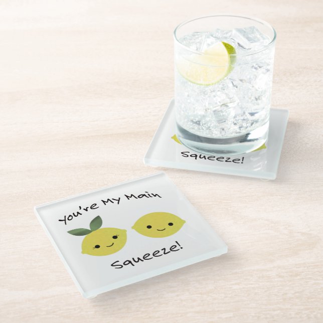 You're My Main Squeeze Lemons  Glass Coaster (Angled)