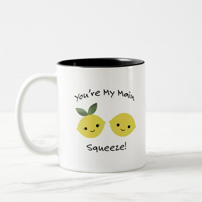 You're My Main Squeeze Lemons Two-Tone Coffee Mug (Left)