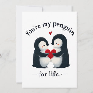You're my penguin for life couple  holiday card