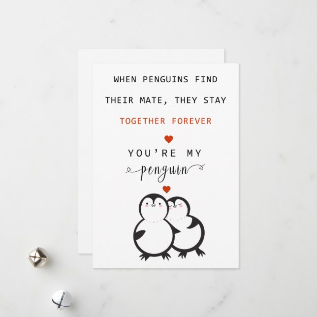You're My Penguin Valentine's Day Greeting Card (Front/Back In Situ)
