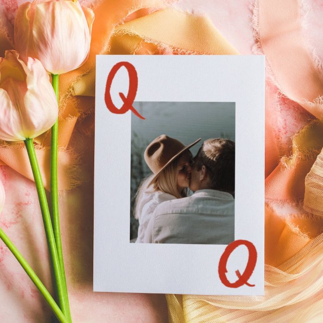 You're My Queen of Hearts Valentine's Day Playing Holiday Card (You're the Queen of My Heart, Valentine personalized playing card photo card.)