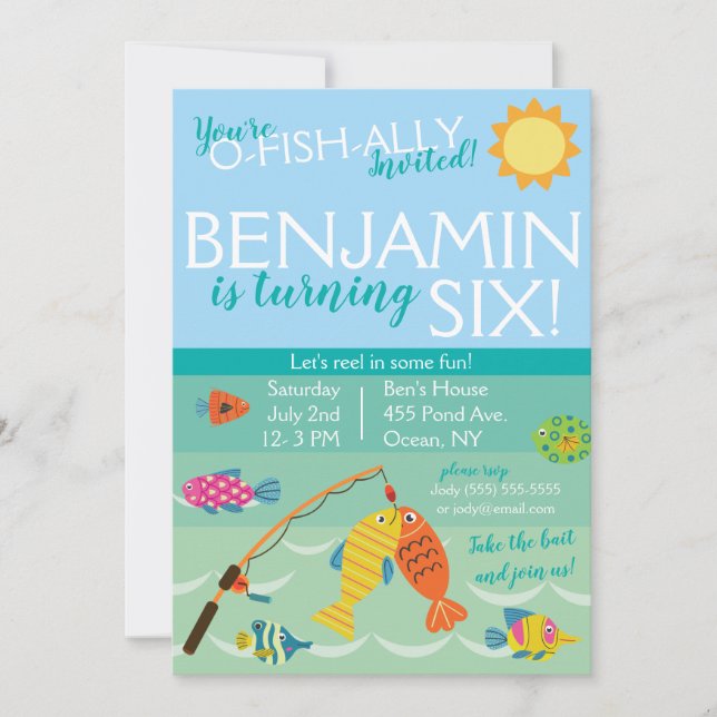 You're O-Fish-Ally Invited! Birthday Invitation (Front)