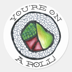 You're On a Roll! Good Work Teacher Homework Sushi Classic Round Sticker