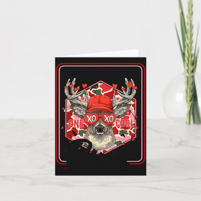 You're One Cool Buck Camouflage Valentine's Day Hu Card (Front)