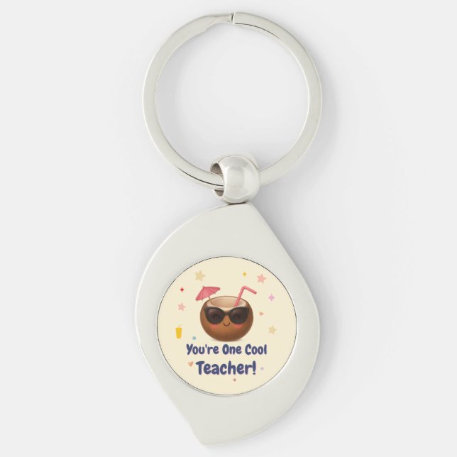 You're One Cool Teacher – Cute Coconut  Keychain (Front)
