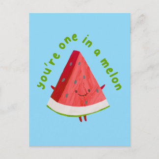 Your'e One in a Melon Cute Funny Watermelon Pun  Postcard