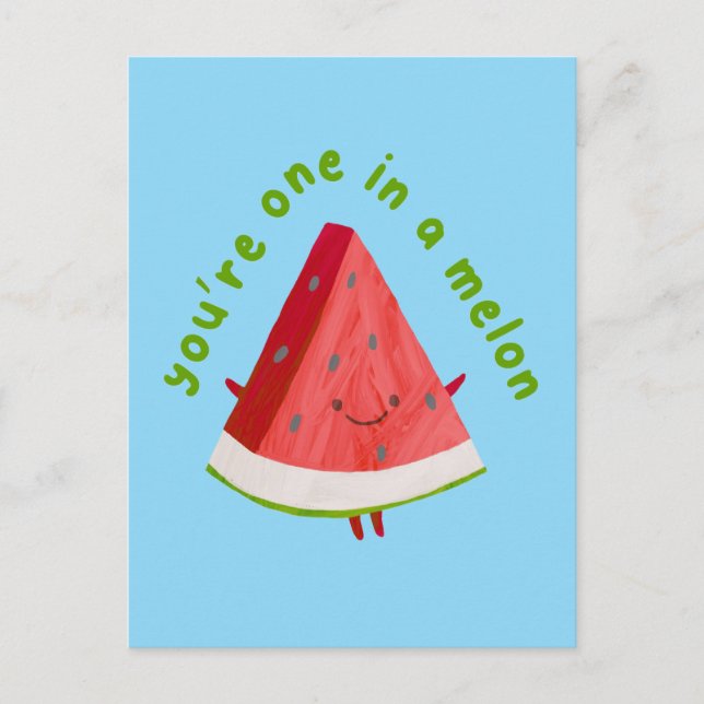 Your'e One in a Melon Cute Funny Watermelon Pun  Postcard (Front)