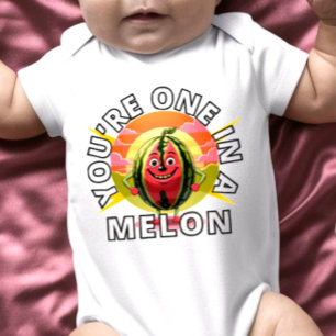 You're One in a Melon Watermelon Funny Design Baby Bodysuit