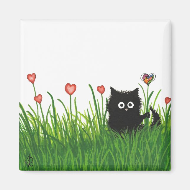 You're One of a Kind Valentine Fuzzy Cat by Bihrle Magnet (Front)