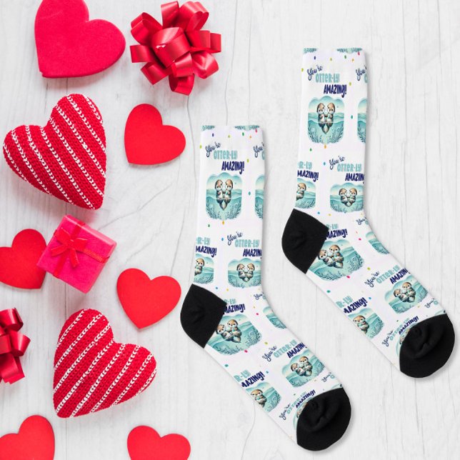 You're Otterly Amazing cute otter Valentine Socks (Creator Uploaded)