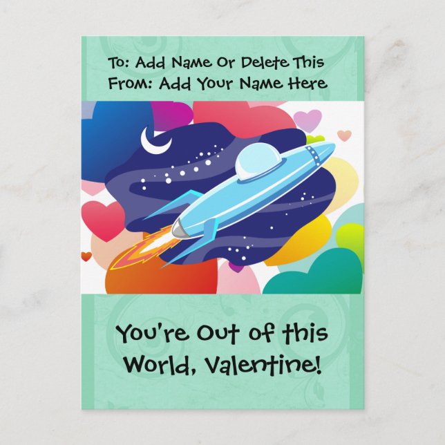 You're Out of this World Valentine Holiday Postcard (Front)