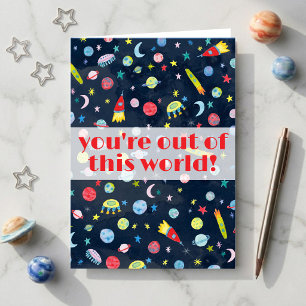 You're Out of this World Watercolor Outer Space  Card
