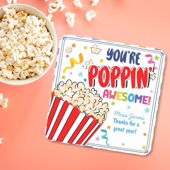 you're popping awesome thanks popcorn volunteer square sticker (Creator Uploaded)