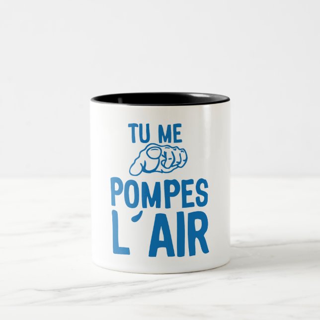 you're pumping me air finger point 3 expression qu Two-Tone coffee mug (Center)