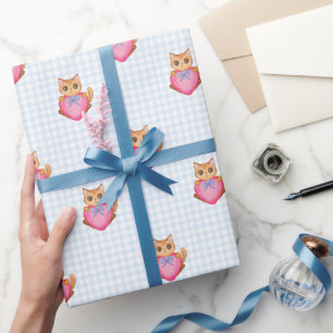 You're Purr-ty Special Gingham Kitty Cat Wrapping Paper
