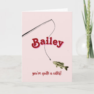 You're Quite a Catch Pink Fishing Valentine's Card