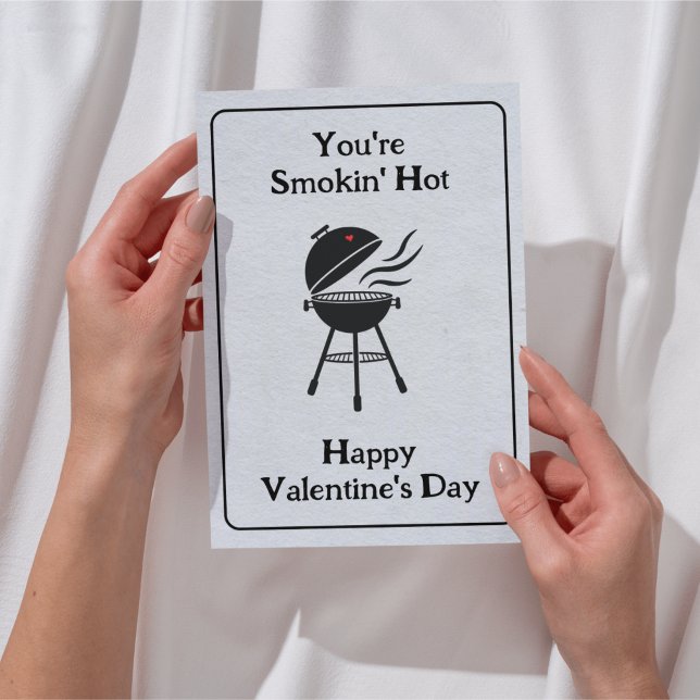 You're Smokin' Hot! Funny BBQ Valentine's Day Invitation (Funny BBQ Valentines Card for Him - You're Smokin' Hot )