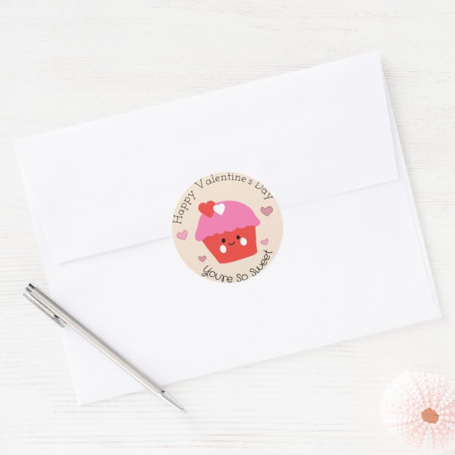 You're So Sweet Happy Valentine's Day Classic Round Sticker (Envelope)