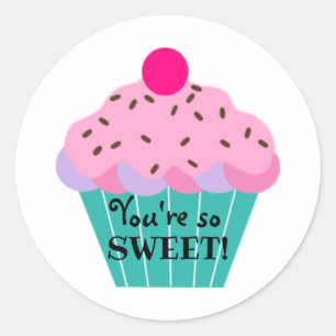 You're So Sweet! Pastel Cute Cupcake Classic Round Sticker