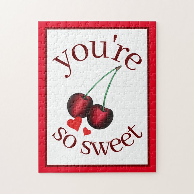 You're So Sweet Ripe Red Cherry Cherries Fruit Jigsaw Puzzle (Vertical)