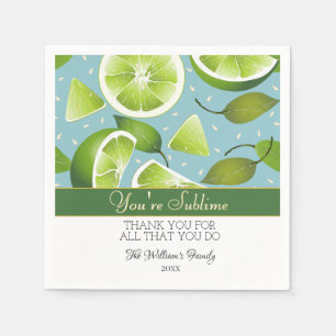 You're Sublime Lime Citrus Fruit   Thank You Napkin