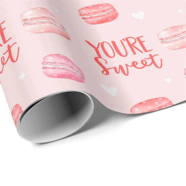 You're Sweet Happy Valentine's Day Macaron Cookies Wrapping Paper (Roll Corner)