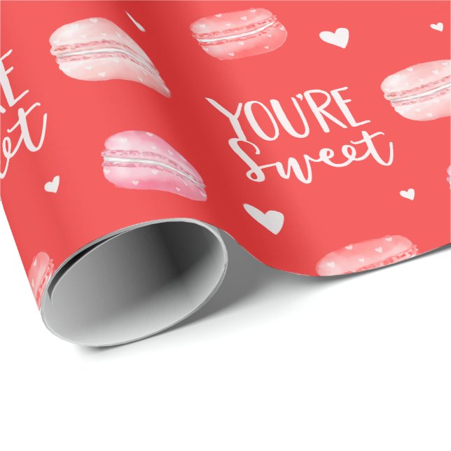 You're Sweet Happy Valentine's Day Macaron Cookies Wrapping Paper (Roll Corner)