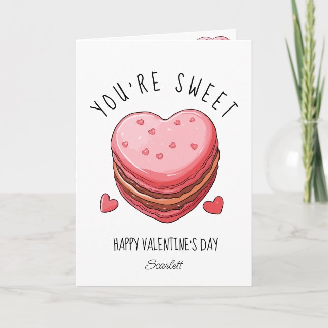 You're Sweet Happy Valentine's Day Macarons Cookie Holiday Card (Front)