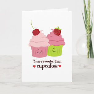 You're Sweeter Than Cupcakes Valentine Holiday Card