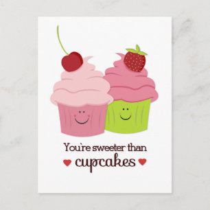You're Sweeter Than Cupcakes Valentine Postcard