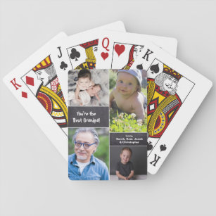 You're the best grandpa Multiple photos grandkids Playing Cards