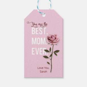 You're the Best Mom Ever Mother's Day Pink Rose Gift Tags