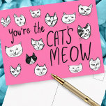 YOU'RE THE CAT'S MEOW Cute Kittens  Postcard<br><div class="desc">YOU'RE THE CAT'S MEOW! Add your own text or use it as wall art in a frame or stuck to a corkboard. Would be fun for a kids room, as a birthday postcard, or to brighten someone's day! You can choose a background colour yourself too. Check out this funny cat...</div>