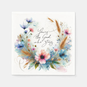 You're the God who Stays, watercolor floral Napkin