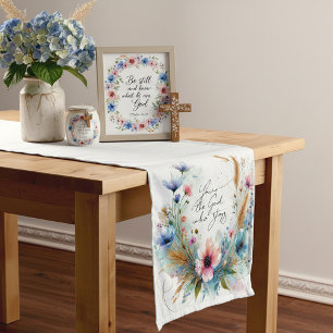 You're the God who Stays, watercolor floral Short Table Runner
