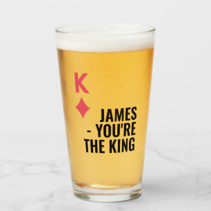 You're The King Personalized Poker Beer Glass