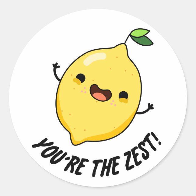 You're The Zest Funny Lemon Pun  Classic Round Sticker (Front)
