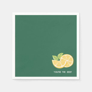 'You're The Zest' Rich Emerald Green & Crisp White Napkin