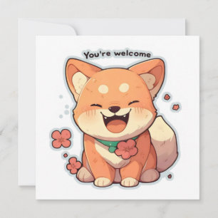 You're Welcome Happy Dog Anime Holiday Card
