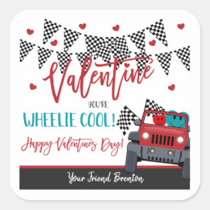 You're Wheelie Cool Valentine Favour Tag Stickers