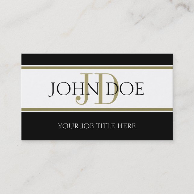 YourJobTitle! Gold Stripes B/B Business Card (Front)