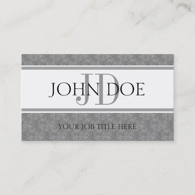 YourJobTitle Monogram Blue Marble Classic White Business Card (Front)